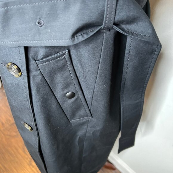J.Crew Womens $348 Petite New Icon Trench Coat Black Size P0 BF458 - Picture 8 of 13